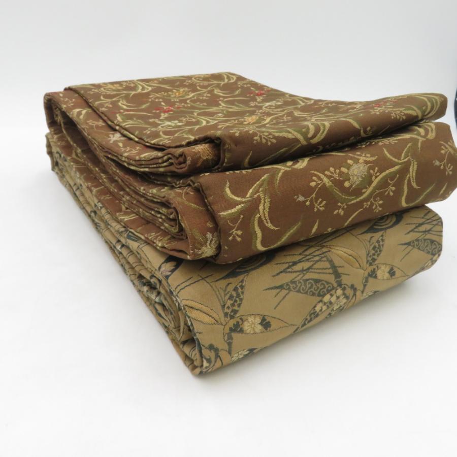 半幅帯 2本セット アンティーク 絹 笹柄 花唐草柄 茶色 半巾帯 レトロ |  | 09