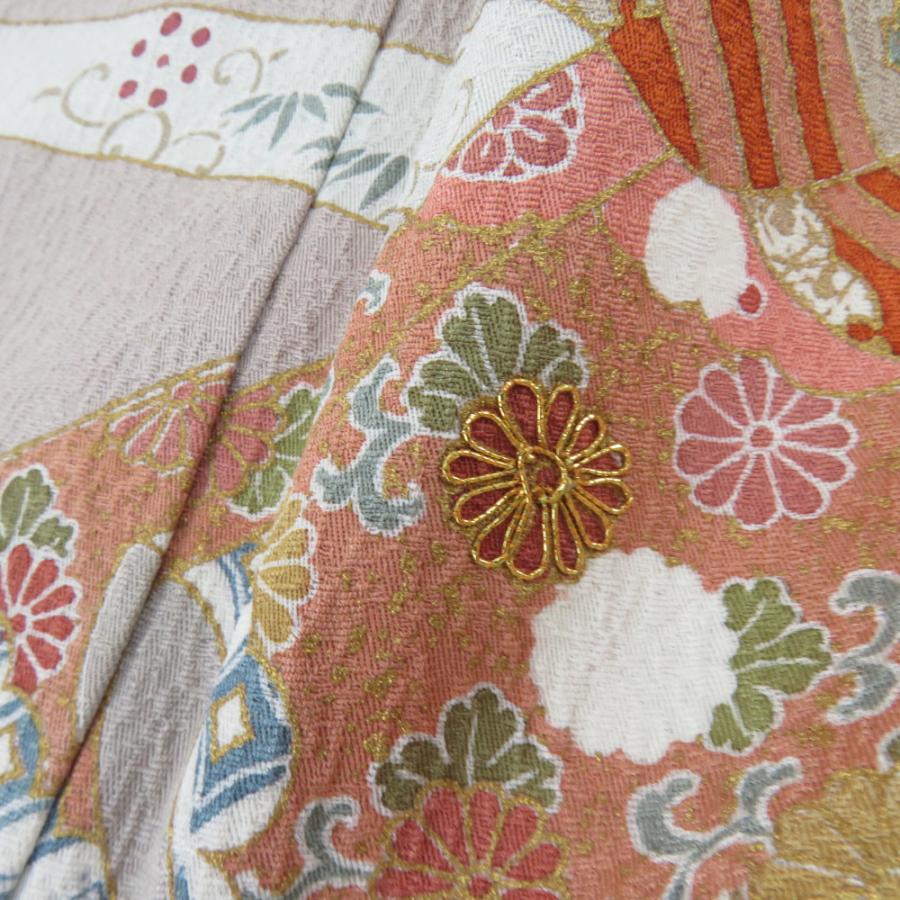 訪問着 箔 刺繍 誰が袖文様 紫色 袷 広衿 正絹 紋なし 仕立て上がり着物 身丈153cm |  | 03