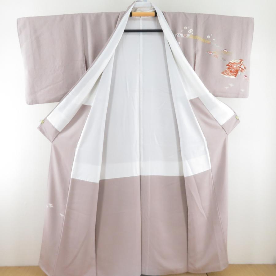 訪問着 箔 刺繍 誰が袖文様 紫色 袷 広衿 正絹 紋なし 仕立て上がり着物 身丈153cm |  | 07