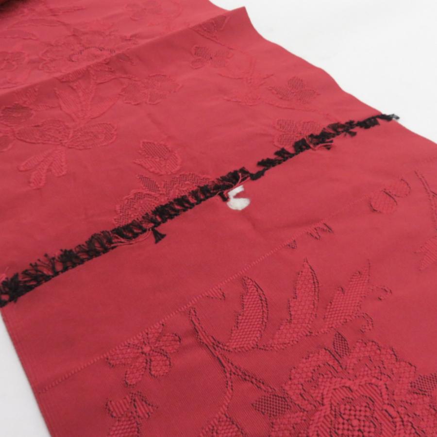 名古屋帯 綴れ 花唐草 正絹 赤紫色 全通柄 八寸帯 着物帯 長さ368cm |  | 03