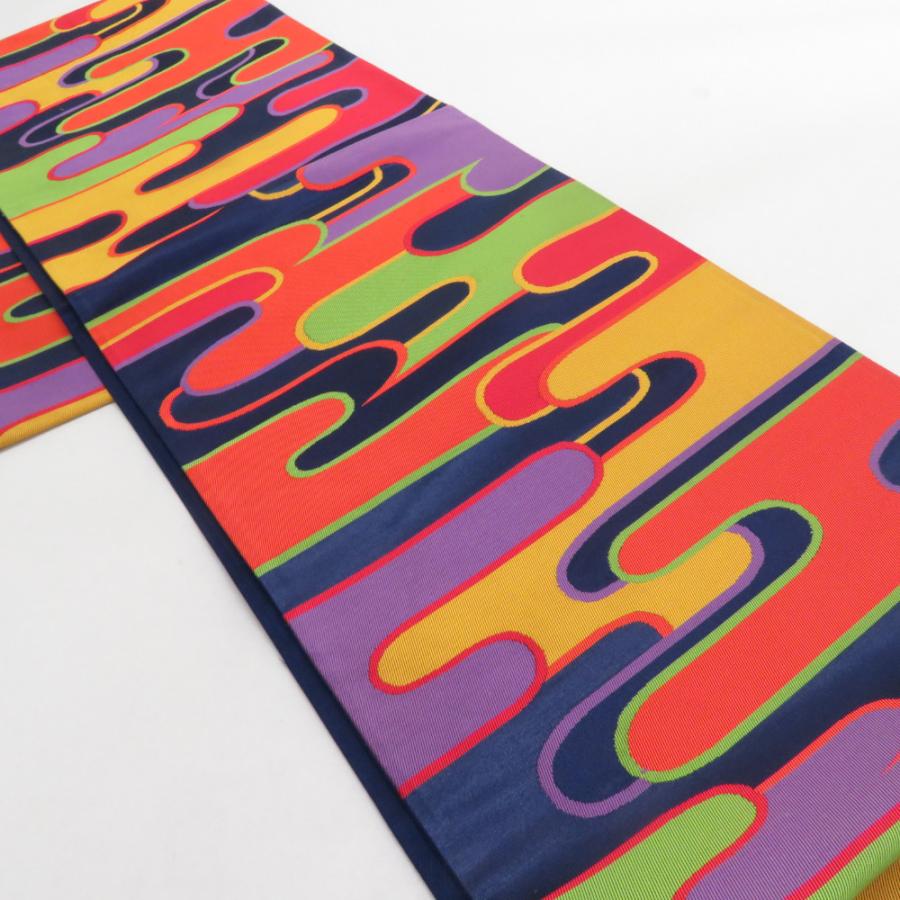 袋帯 ヱ霞柄 紺色 六通柄 正絹 礼装 フォーマル 着物帯 長さ416cm |  | 01