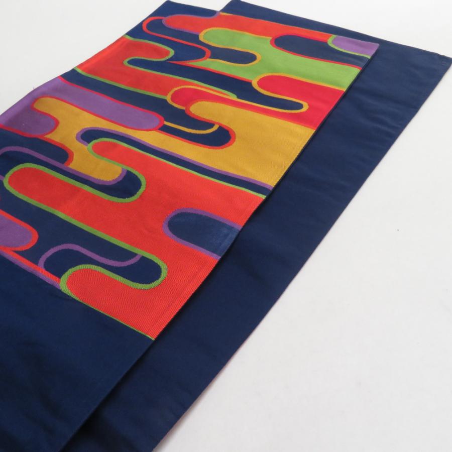 袋帯 ヱ霞柄 紺色 六通柄 正絹 礼装 フォーマル 着物帯 長さ416cm |  | 03