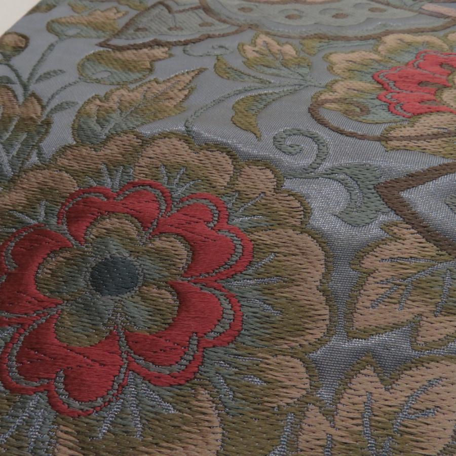袋帯 花蝶文様 青灰色 六通柄 正絹 礼装 フォーマル 着物帯 長さ432cm |  | 07
