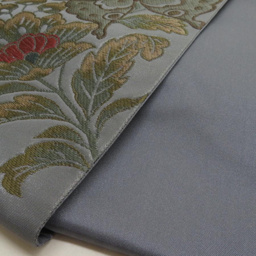 袋帯 花蝶文様 青灰色 六通柄 正絹 礼装 フォーマル 着物帯 長さ432cm |  | 08