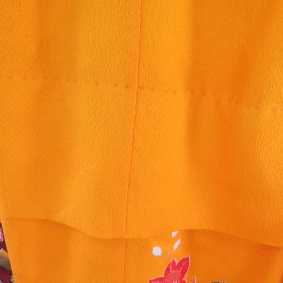 子供着物 女の子用 四つ身 襦袢セット 箔 花蝶文様 黄色 アセテート 洗える 袷 フォーマル 子供きもの 女児 七五三 祝着 身丈95cm |  | 03