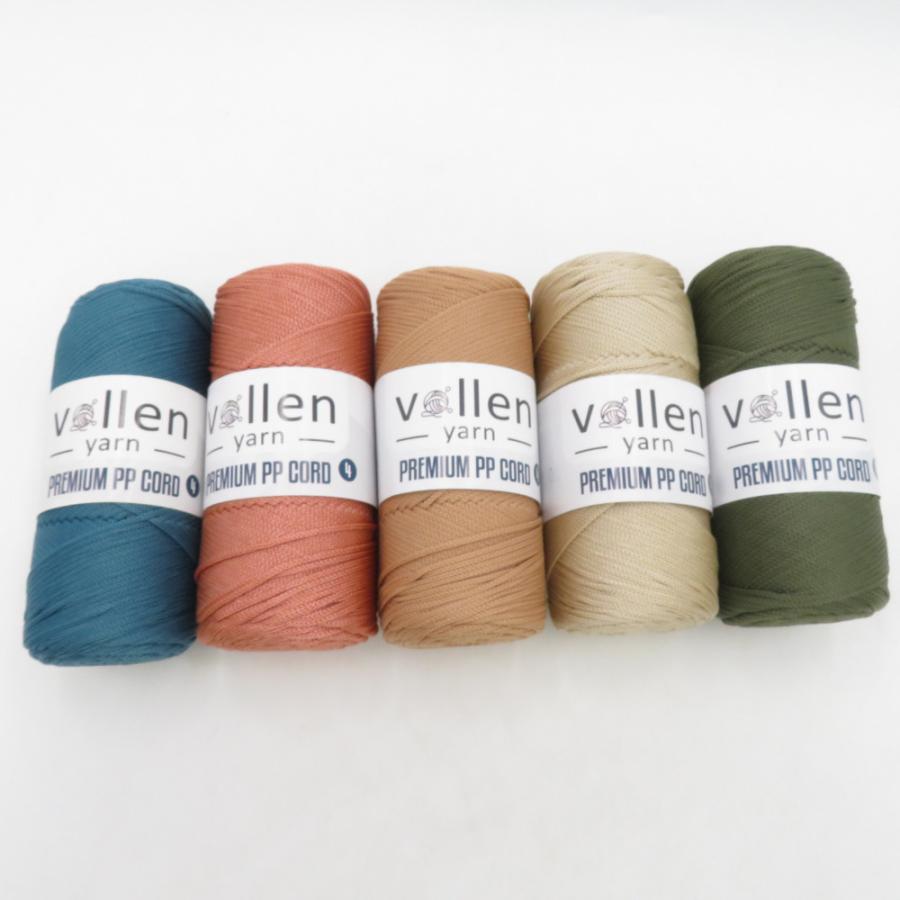 毛糸 VollenYarn 2mm プレミアムPPコード 5色セット 200g かぎ針編み