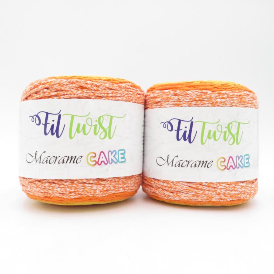 毛糸 Fil Twist マクラメ ケーキ 2玉セット 128番色 オレンジ 段染