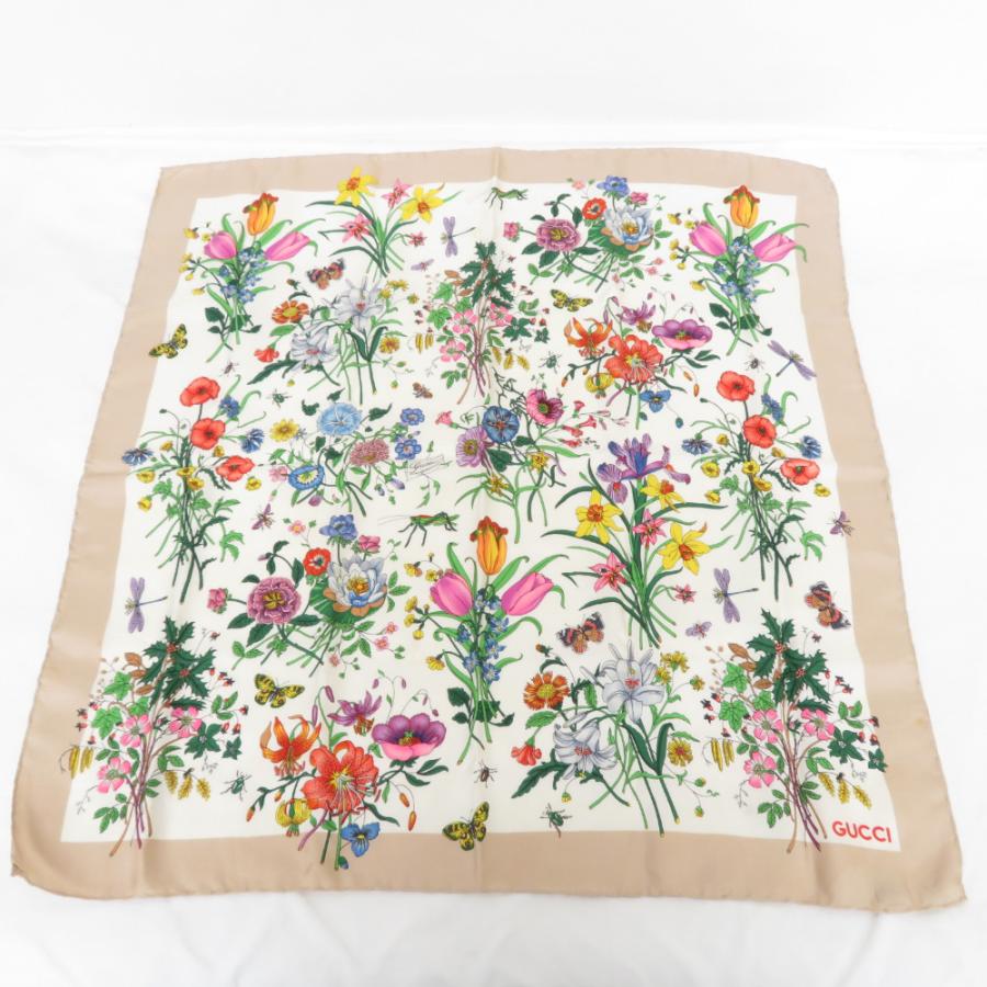 GUCCI グッチ スカーフ ヴィンテージ フローラ シルクスカーフ 花柄 ベージュ系 | GUCCI | 06
