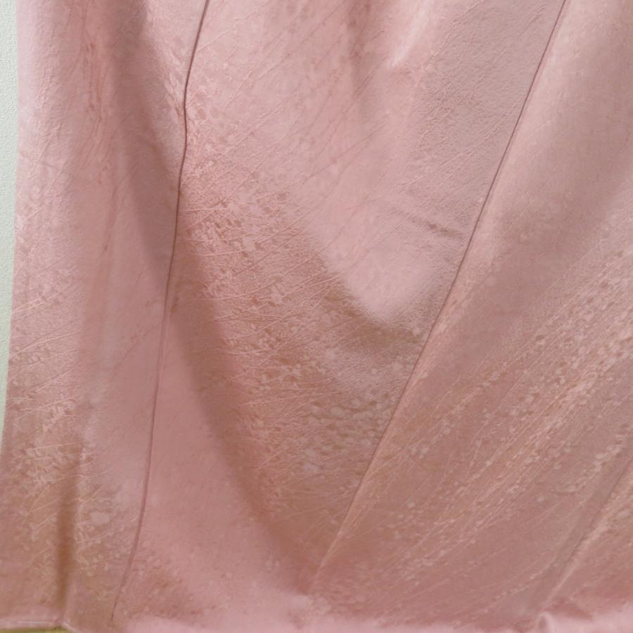 色無地 袷 広衿 薄桃紫色 梅地紋入り 正絹 一つ紋 桔梗紋 仕立て上がり着物 身丈165cm |  | 01