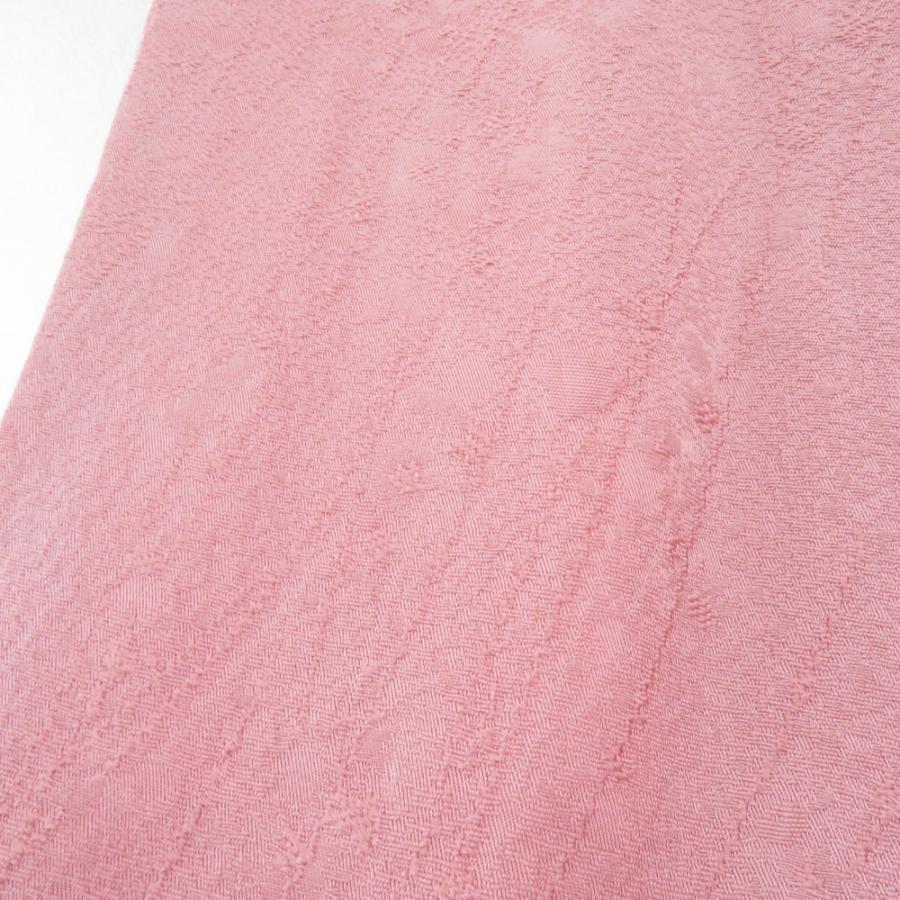 色無地 袷 広衿 薄桃紫色 梅地紋入り 正絹 一つ紋 桔梗紋 仕立て上がり着物 身丈165cm |  | 02