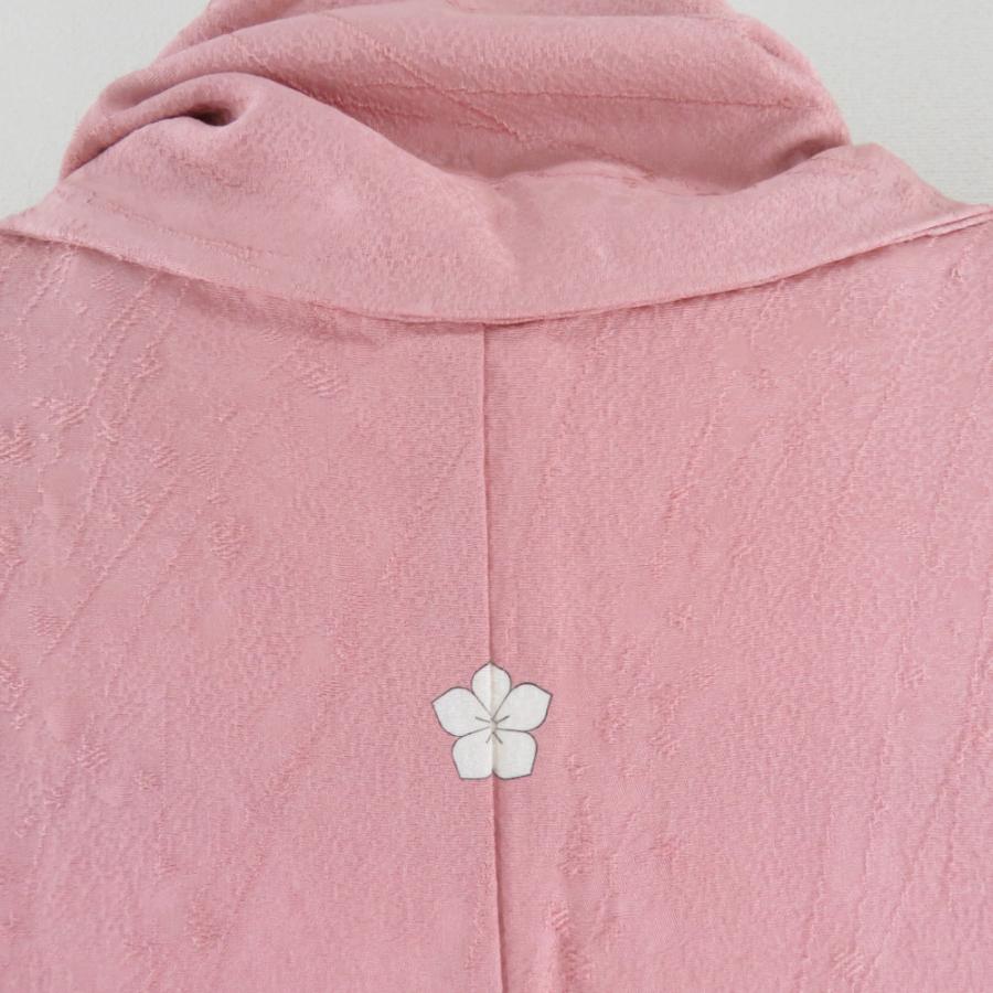 色無地 袷 広衿 薄桃紫色 梅地紋入り 正絹 一つ紋 桔梗紋 仕立て上がり着物 身丈165cm |  | 04