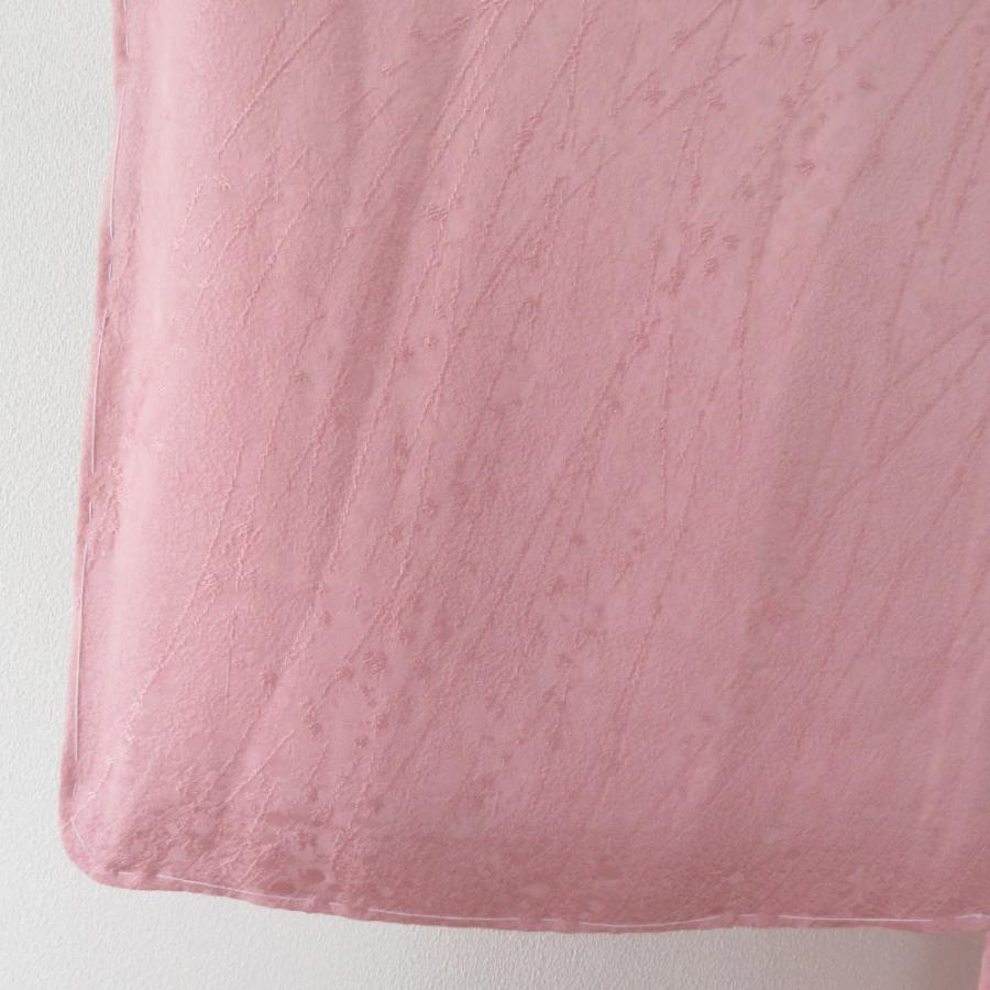 色無地 袷 広衿 薄桃紫色 梅地紋入り 正絹 一つ紋 桔梗紋 仕立て上がり着物 身丈165cm |  | 08