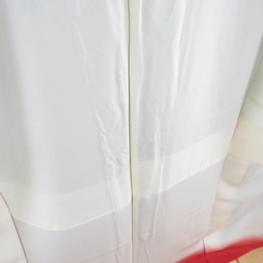 小紋 縮緬 箔 花鳥文様 袷 広衿 赤茶色 正絹 仕立て上がり カジュアル着物 身丈160cm |  | 08