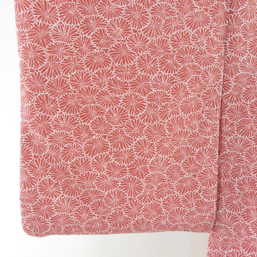 小紋 菊文様 赤色 白色 袷 広衿 ポリエステル 洗える着物 仕立て上がり カジュアル 身丈157cm |  | 08