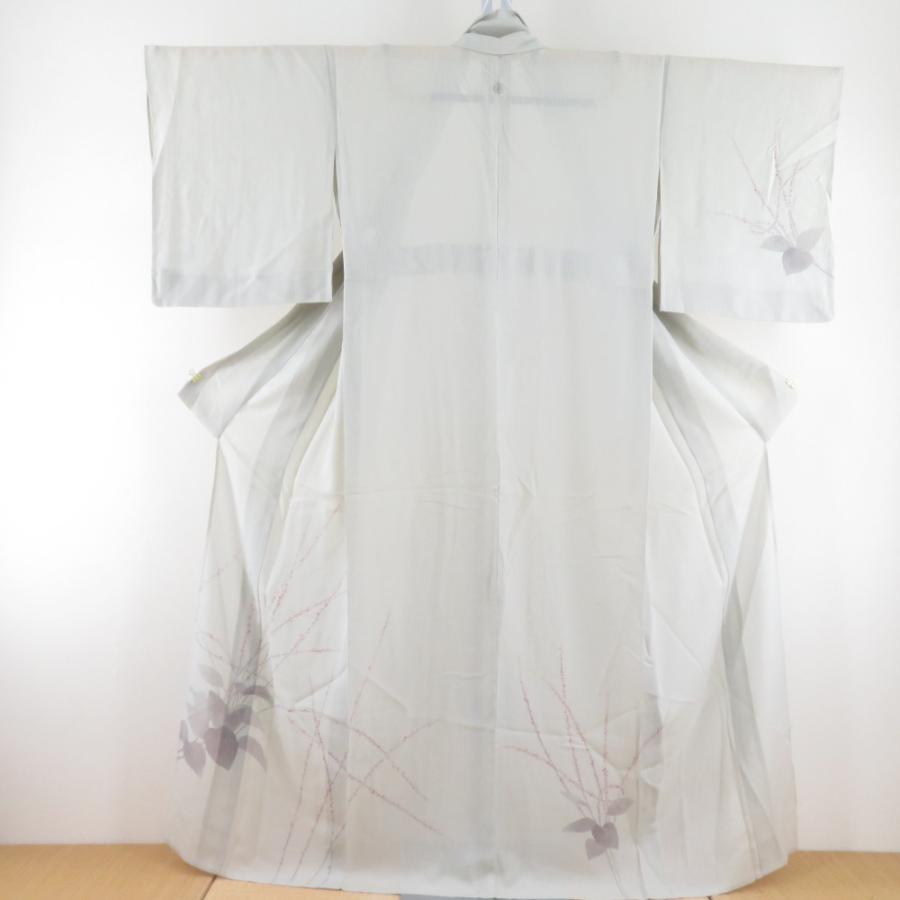 訪問着 夏着物 竪変わり絽 広衿 正絹 薄灰緑色 梅文様 一つ紋 木瓜紋 仕立て上がり 身丈160cm | 