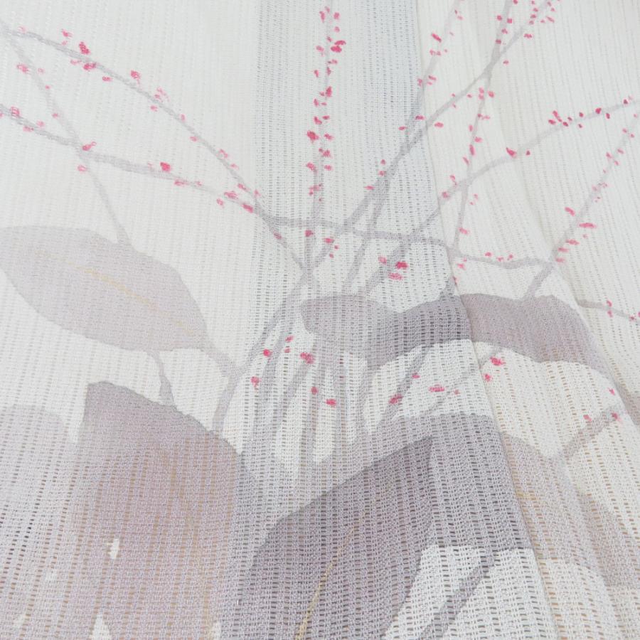 訪問着 夏着物 竪変わり絽 広衿 正絹 薄灰緑色 梅文様 一つ紋 木瓜紋 仕立て上がり 身丈160cm |  | 02