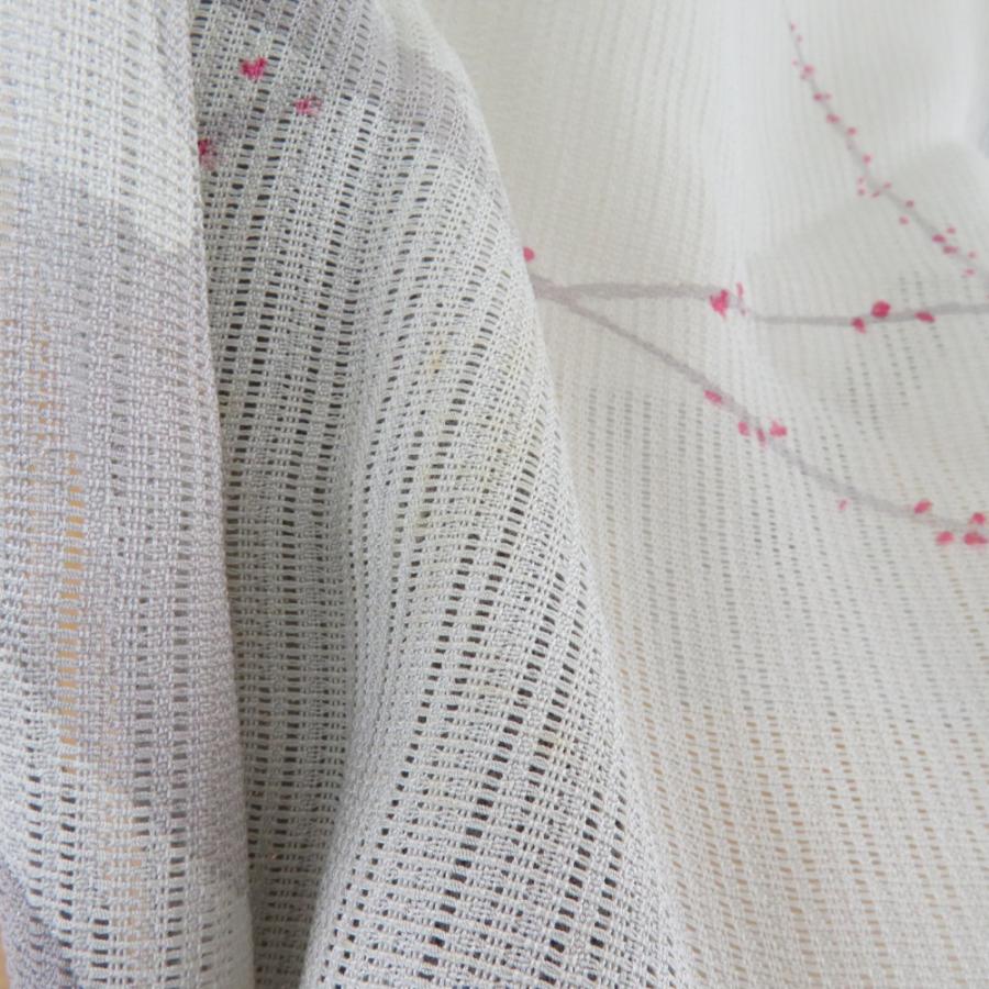 訪問着 夏着物 竪変わり絽 広衿 正絹 薄灰緑色 梅文様 一つ紋 木瓜紋 仕立て上がり 身丈160cm |  | 05