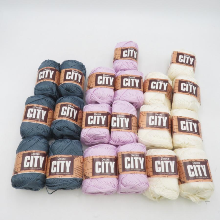 毛糸 Patora パトラ CITY 20玉セット 1玉40g 約80m 白色 青色 紫色 綿100％ コットン 日本製 手芸材料 : ココ ...