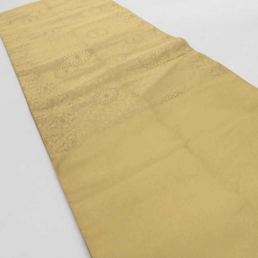 袋帯 紹巴織 君子菊文様 正絹 六通柄 黄土色 セミフォーマル 仕立て上がり 着物帯 長さ432cm |  | 02