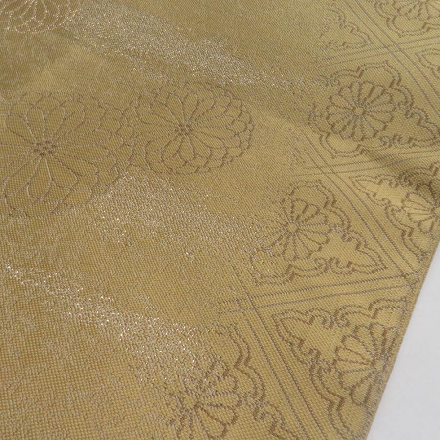 袋帯 紹巴織 君子菊文様 正絹 六通柄 黄土色 セミフォーマル 仕立て上がり 着物帯 長さ432cm |  | 06