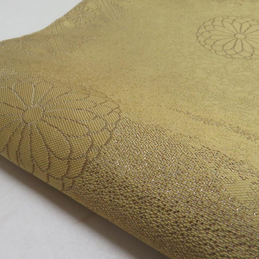 袋帯 紹巴織 君子菊文様 正絹 六通柄 黄土色 セミフォーマル 仕立て上がり 着物帯 長さ432cm |  | 08