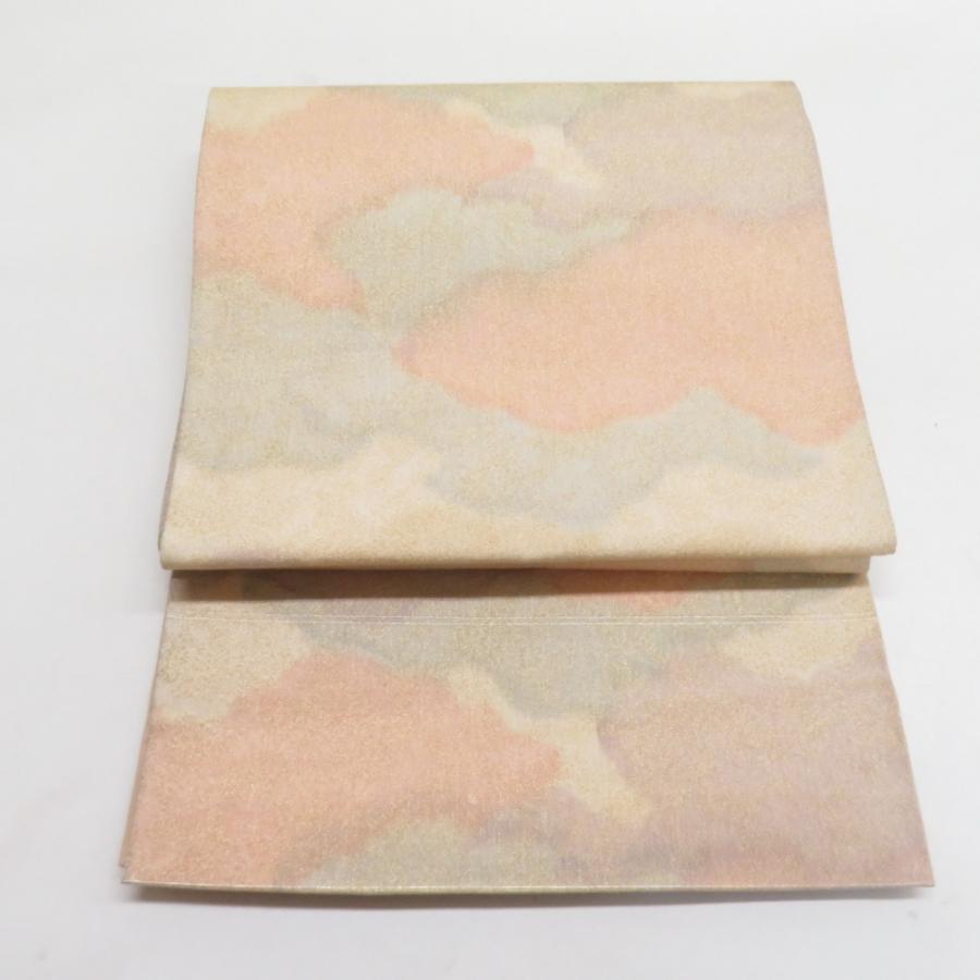 袋帯 砂子つづれ 雲文様 正絹 全通柄 金糸 金色 セミフォーマル 仕立て上がり 着物帯 長さ440cm | 