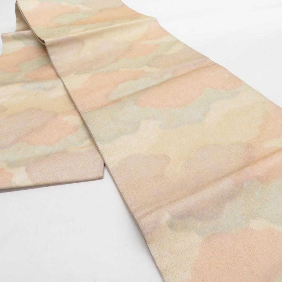 袋帯 砂子つづれ 雲文様 正絹 全通柄 金糸 金色 セミフォーマル 仕立て上がり 着物帯 長さ440cm |  | 01