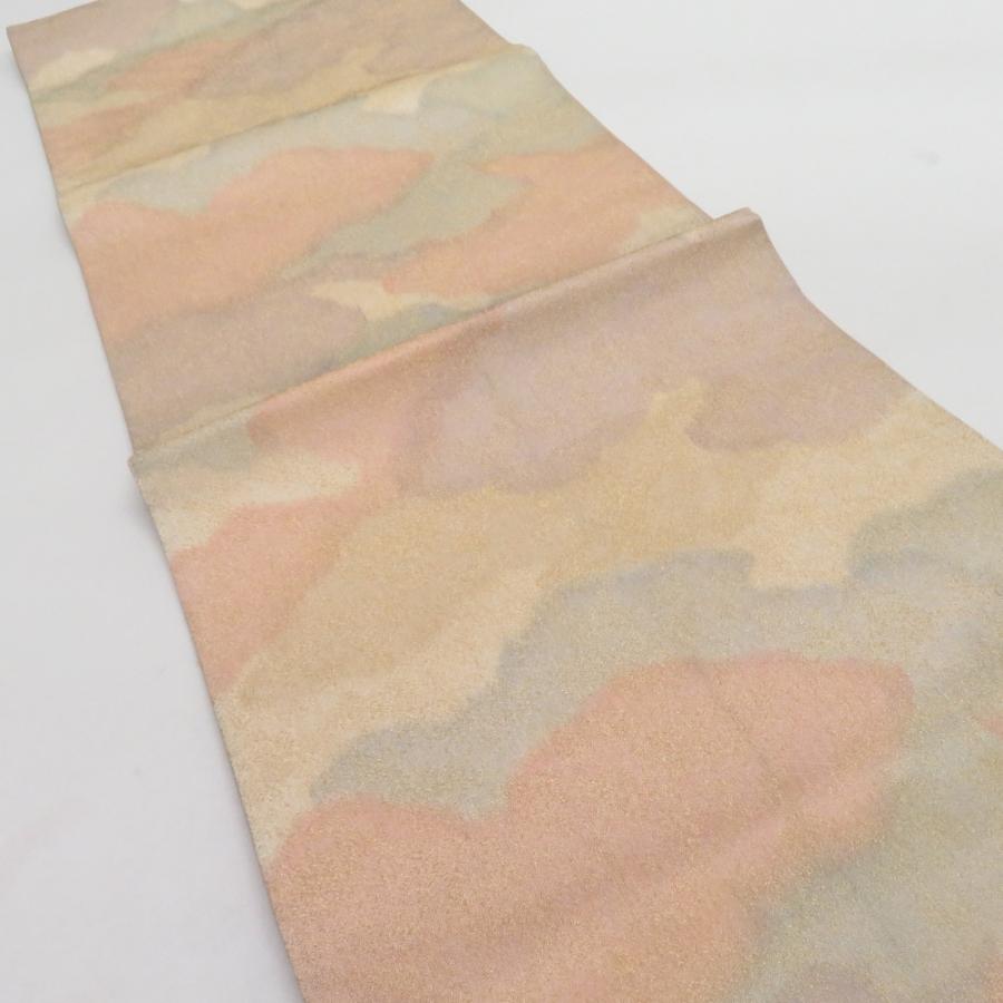 袋帯 砂子つづれ 雲文様 正絹 全通柄 金糸 金色 セミフォーマル 仕立て上がり 着物帯 長さ440cm |  | 02