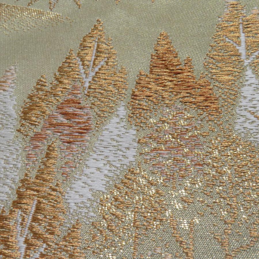 袋帯 五重塔文様 灰緑色 金糸 六通柄 正絹 礼装 フォーマル 着物帯 長さ420cm |  | 06