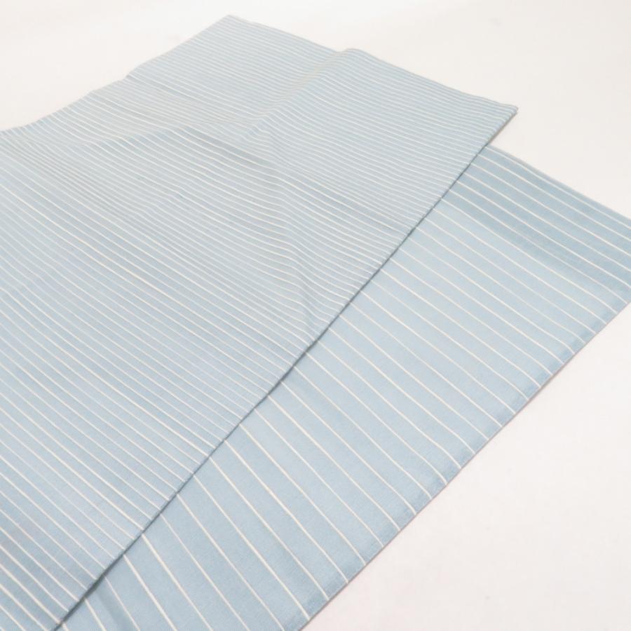 袋帯 絲藝苑 上島洋山 すくい織 能州紬 夏用 満月とススキ文様 水色 金糸 銀糸 お太鼓柄 正絹 着物用 長さ464cm |  | 04