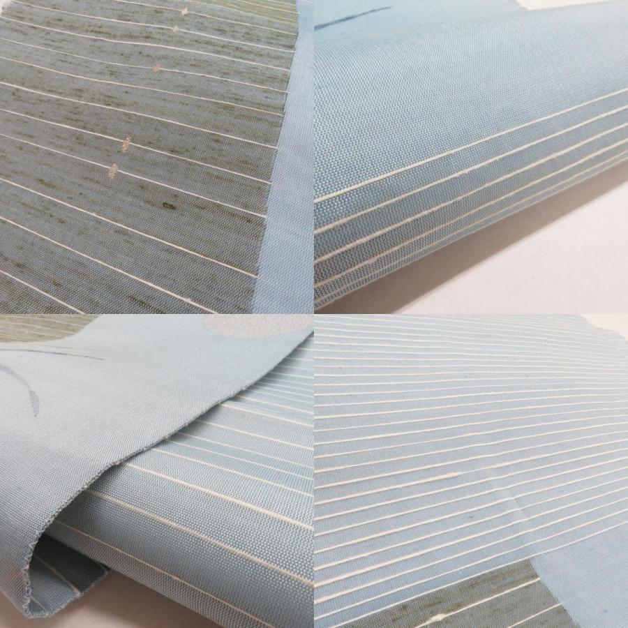 袋帯 絲藝苑 上島洋山 すくい織 能州紬 夏用 満月とススキ文様 水色 金糸 銀糸 お太鼓柄 正絹 着物用 長さ464cm |  | 08