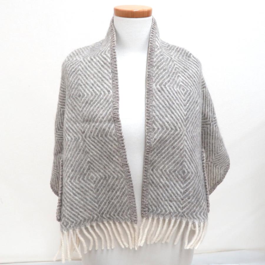 LAPUAN KANKURIT ラプアンカンクリ ポケット付き ショール  グレー×ホワイト 45x115cm+フリンジ | LAPUAN KANKURIT