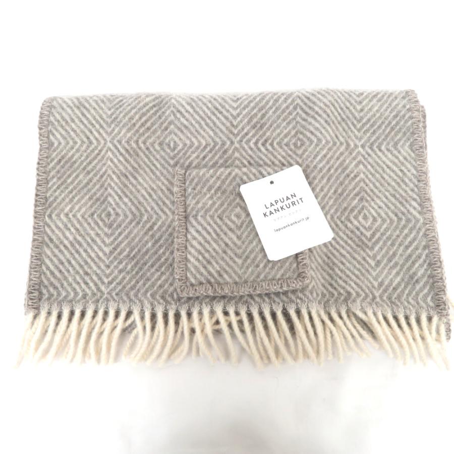 LAPUAN KANKURIT ラプアンカンクリ ポケット付き ショール  グレー×ホワイト 45x115cm+フリンジ | LAPUAN KANKURIT | 01