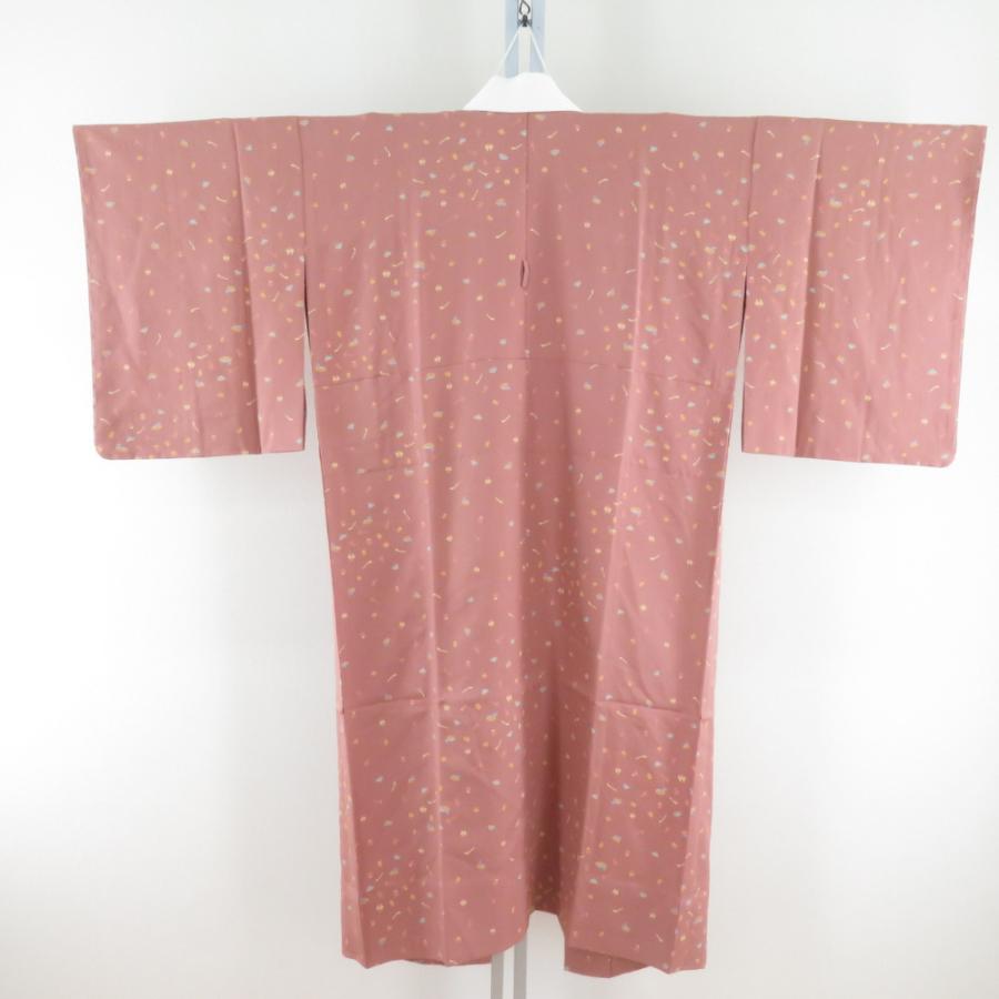 襦袢 茶道具文様 灰臙脂色 正絹 バチ衿 袖無双仕立て 長襦袢 仕立て上がり 女性着物用 身丈125cm |  | 01