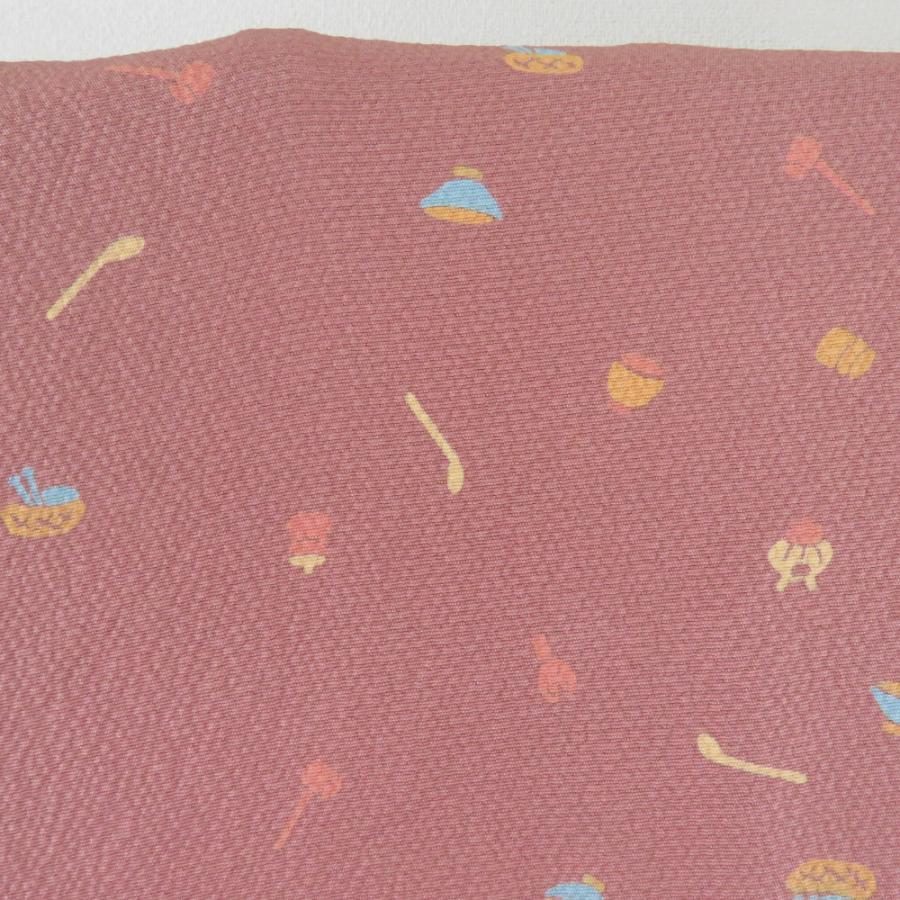 襦袢 茶道具文様 灰臙脂色 正絹 バチ衿 袖無双仕立て 長襦袢 仕立て上がり 女性着物用 身丈125cm |  | 03