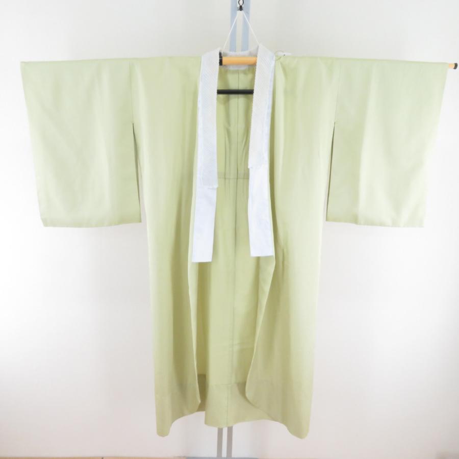 襦袢 葉づくし地紋 ビーズ半衿付き 黄緑色 ポリエステル バチ衿 袖無双仕立て 長襦袢 仕立て上がり 女性着物用 身丈125cm | 