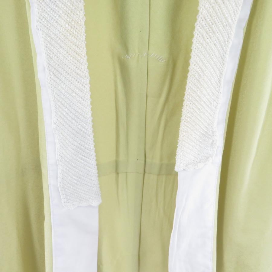 襦袢 葉づくし地紋 ビーズ半衿付き 黄緑色 ポリエステル バチ衿 袖無双仕立て 長襦袢 仕立て上がり 女性着物用 身丈125cm |  | 05