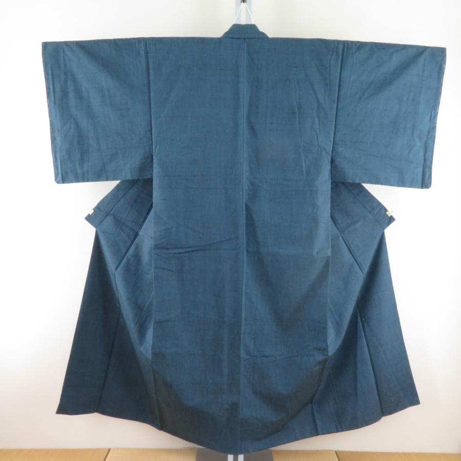 男着物 紬 アンサンブル 袷 灰青色 正絹 男性用きもの メンズ 仕立て上がり 和服 男物 カジュアル 身丈147cm |  | 01