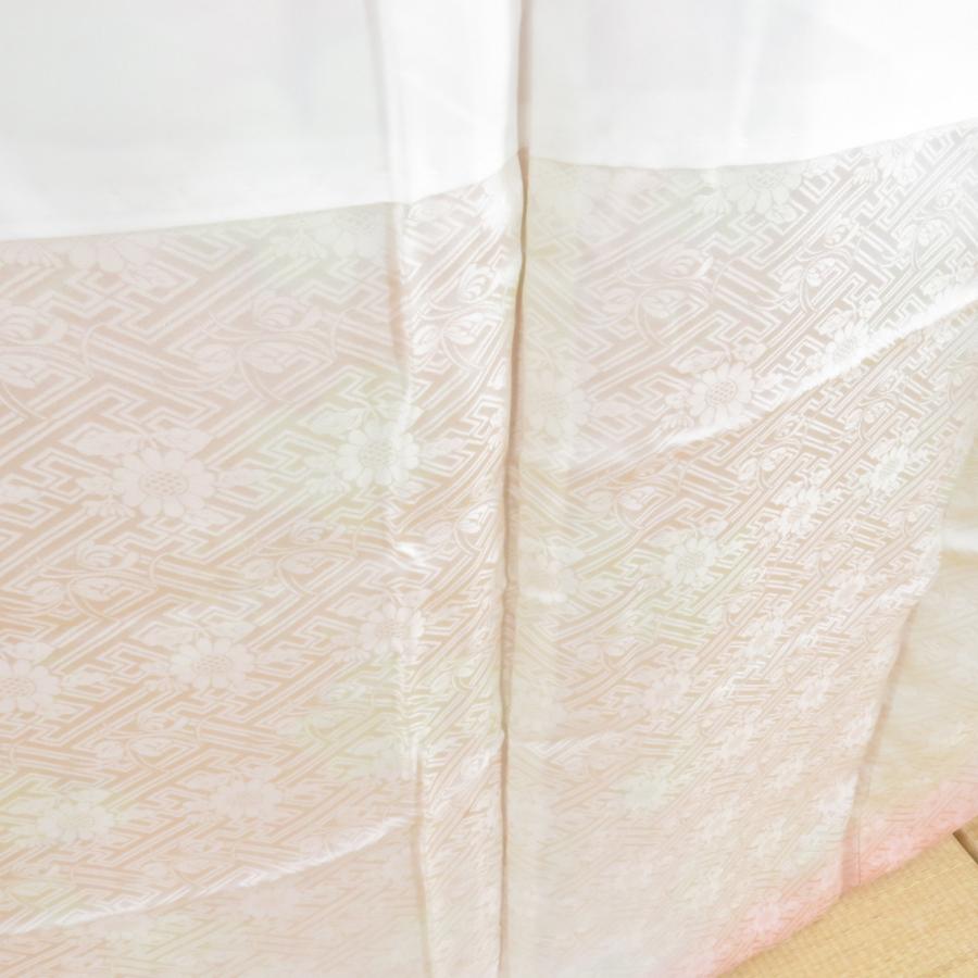 小紋 葡萄唐草文様 袷 広衿 橙色 正絹 仕立て上がり カジュアル着物 身丈159cm |  | 08