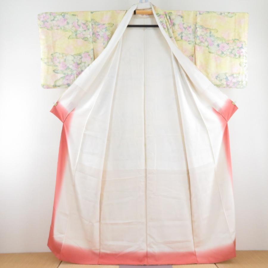 小紋 紫陽花文様 暈し 袷 広衿 黄色 正絹 仕立て上がり カジュアル着物 身丈158cm |  | 06