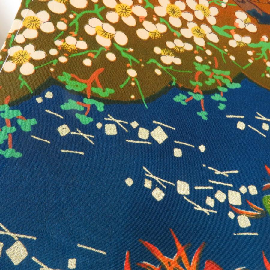 小紋 松に梅文様 袷 広衿 茶色 正絹 仕立て上がり カジュアル着物 身丈159cm |  | 03