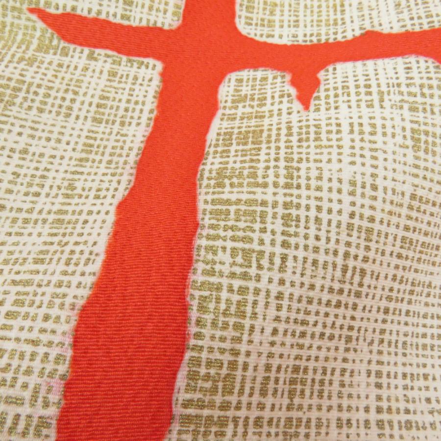 訪問着 箔 花蝶丸文様 橙色 袷 広衿 正絹 紋なし フォーマル 仕立て上がり着物 身丈164cm |  | 03