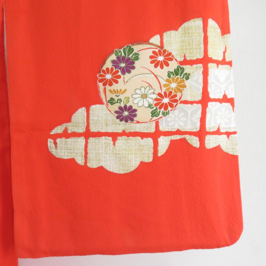 訪問着 箔 花蝶丸文様 橙色 袷 広衿 正絹 紋なし フォーマル 仕立て上がり着物 身丈164cm |  | 09