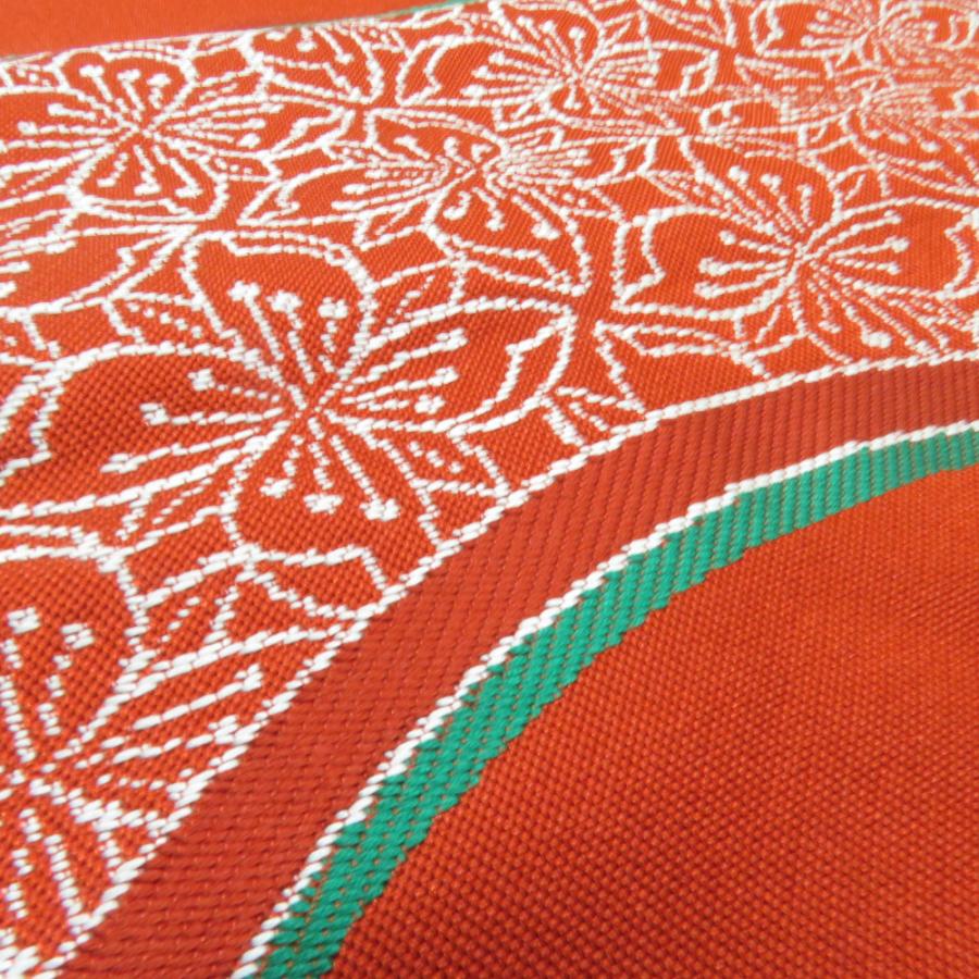 袋帯 花に丸文様 橙色 正絹 六通柄 カジュアル 仕立て上がり 着物帯 長さ420cm |  | 05