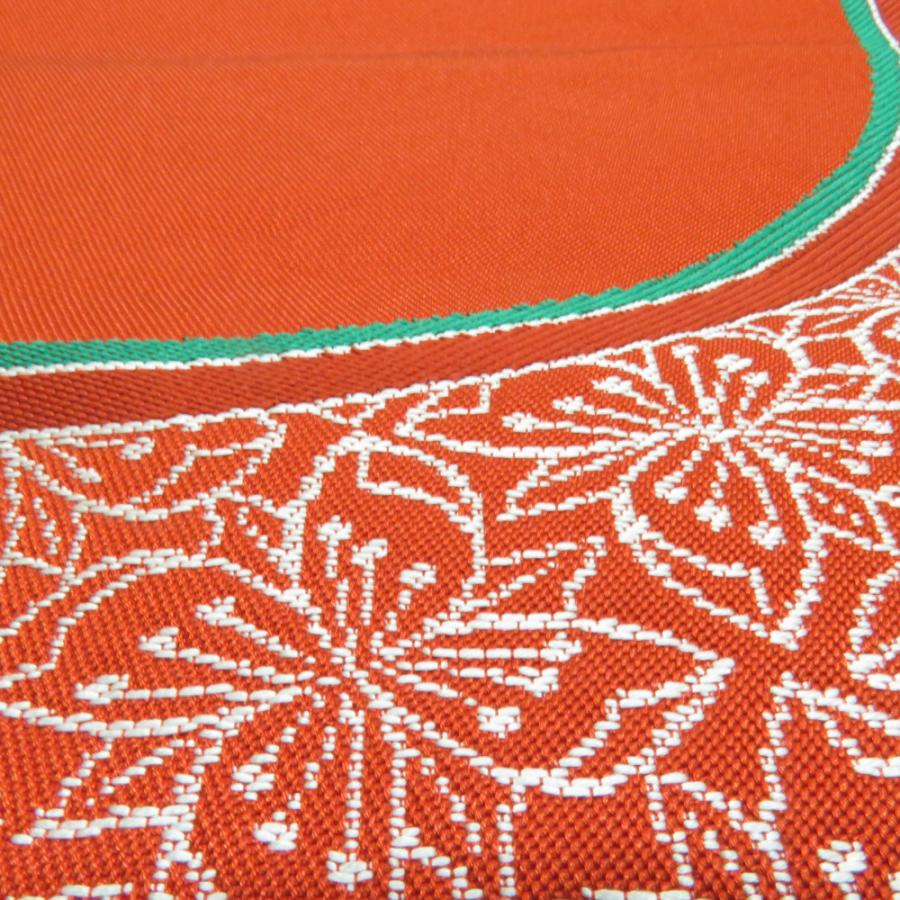 袋帯 花に丸文様 橙色 正絹 六通柄 カジュアル 仕立て上がり 着物帯 長さ420cm |  | 06