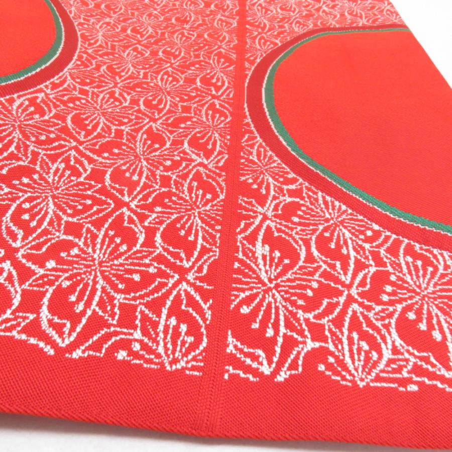 袋帯 花に丸文様 橙色 正絹 六通柄 カジュアル 仕立て上がり 着物帯 長さ420cm |  | 08