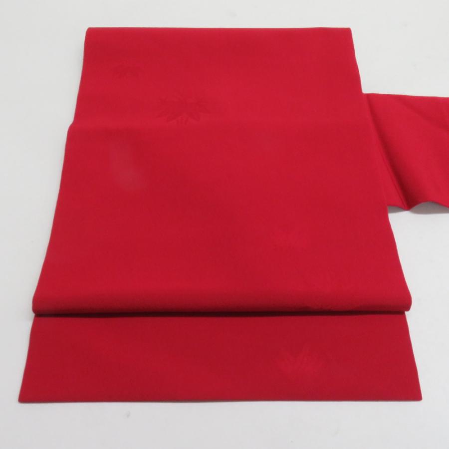 名古屋帯 正絹 桐地紋 全通柄 九寸帯 赤色 カジュアル 仕立て上がり 着物帯 長さ355cm | 