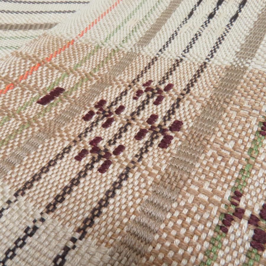 名古屋帯 正絹 浮き織り 紬地 縞柄 八寸帯 薄茶色 カジュアル 仕立て上がり 着物帯 長さ370cm |  | 06