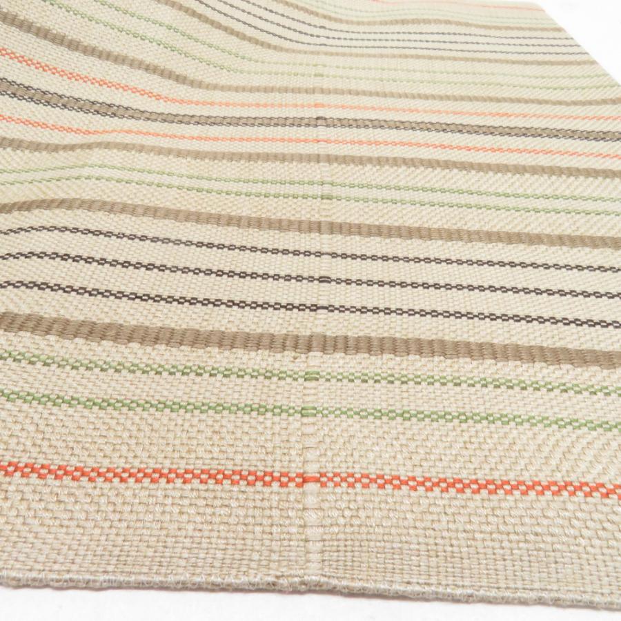 名古屋帯 正絹 浮き織り 紬地 縞柄 八寸帯 薄茶色 カジュアル 仕立て上がり 着物帯 長さ370cm |  | 09