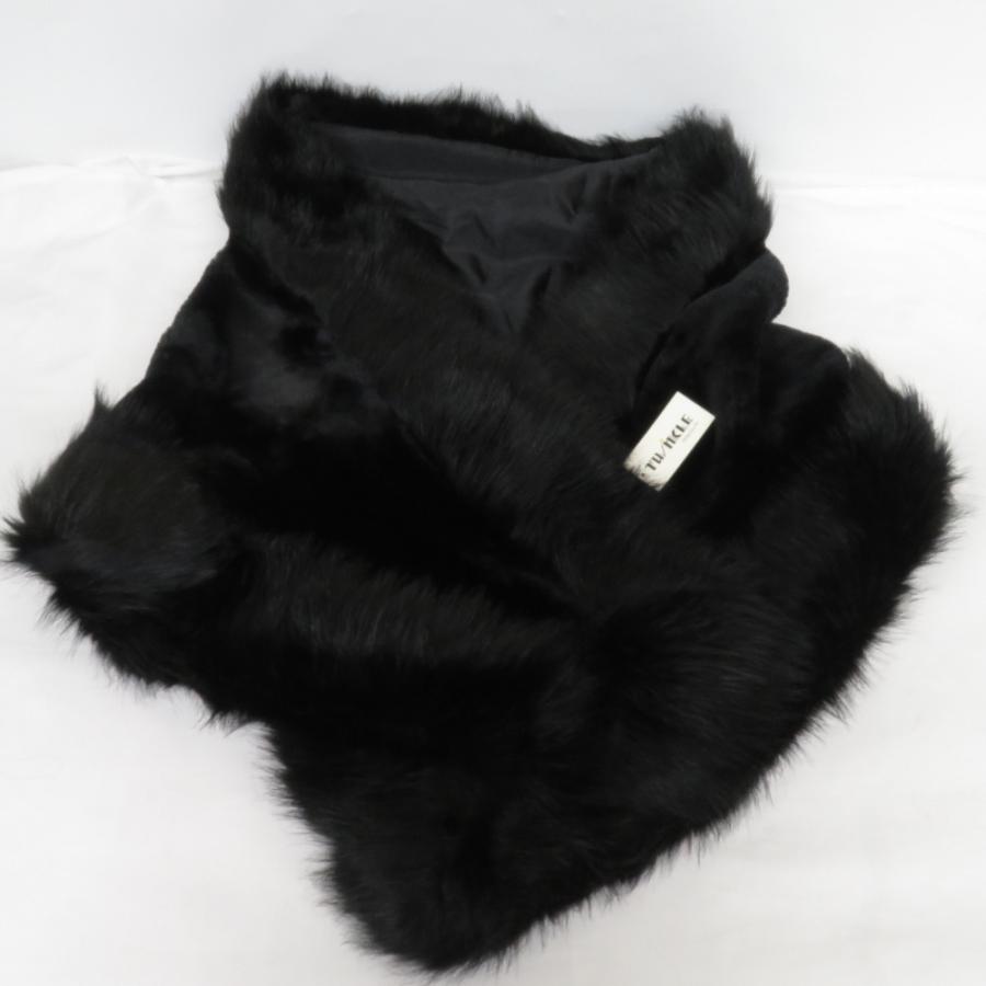 ショール 毛皮風 レディース ブラック ポリエステル アクリル 長さ180cm 最大幅40cm 成人式 晴れ着 振袖 防寒 長さ180cm | 